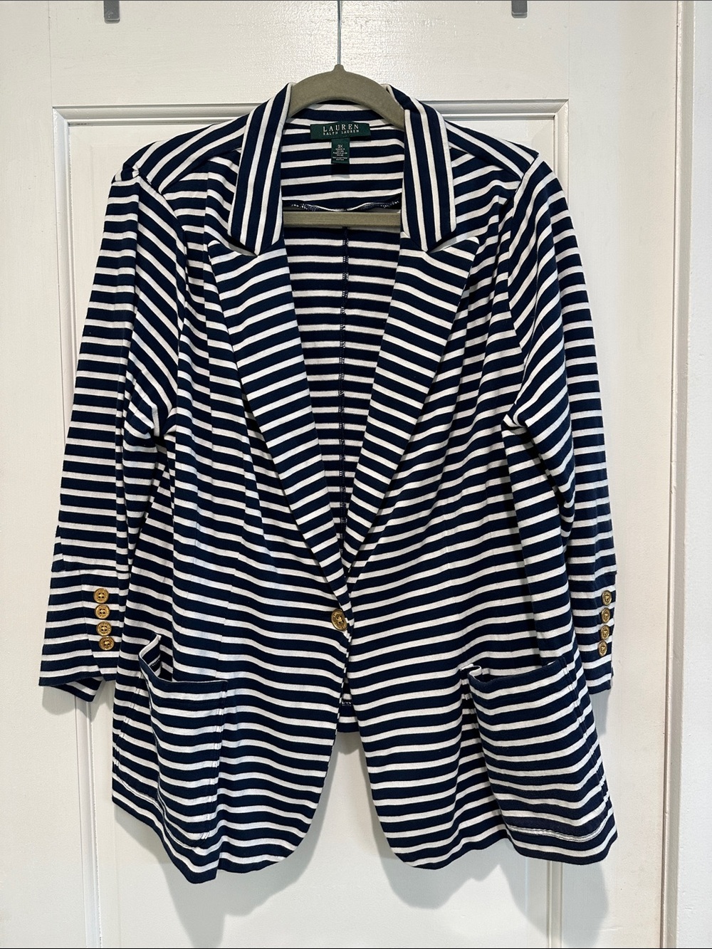 Lauren Ralph Lauren Navy and White Striped Blazer
